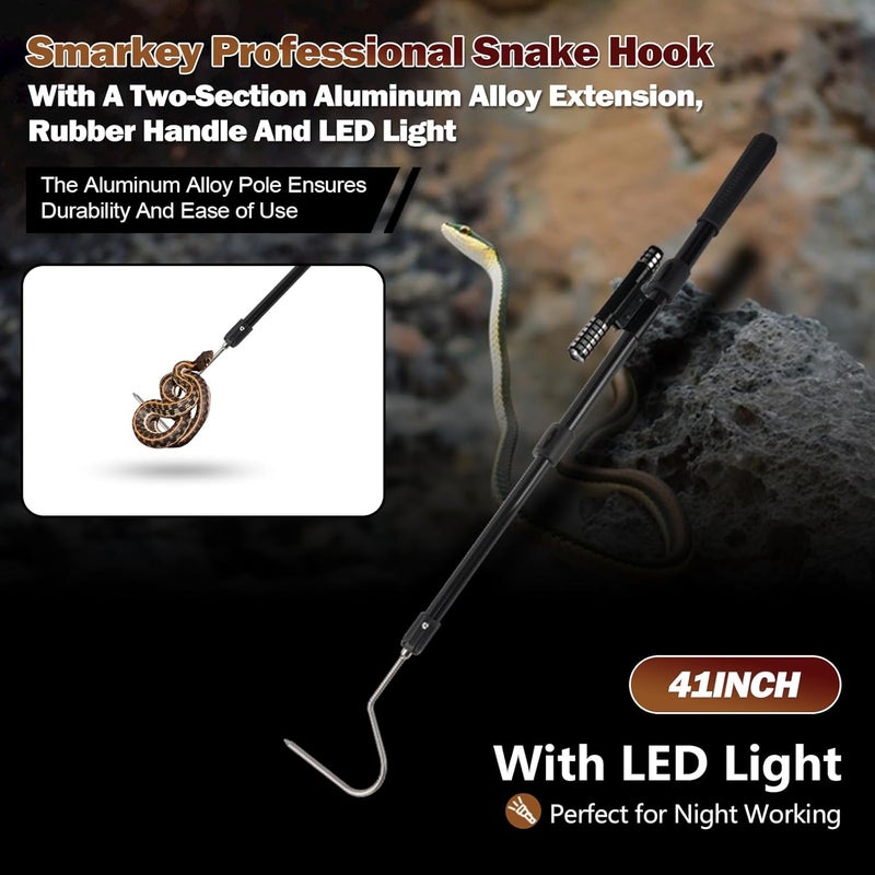 Smarkey Snake Catcher Hook Stick Tongs Catch Grabber Catching Handling Tool Picker Long Pole Kit for Rattlesnake, Copperhead Snake, Ball Python, Rattle, Cobra, Corn, Rosy Boas and Reptile Removal Trap - Image 2